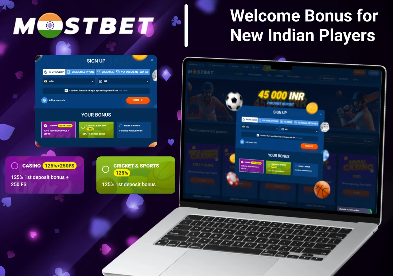 welcome bonus offer for new Indian players with up to ₹45,000 for first deposit